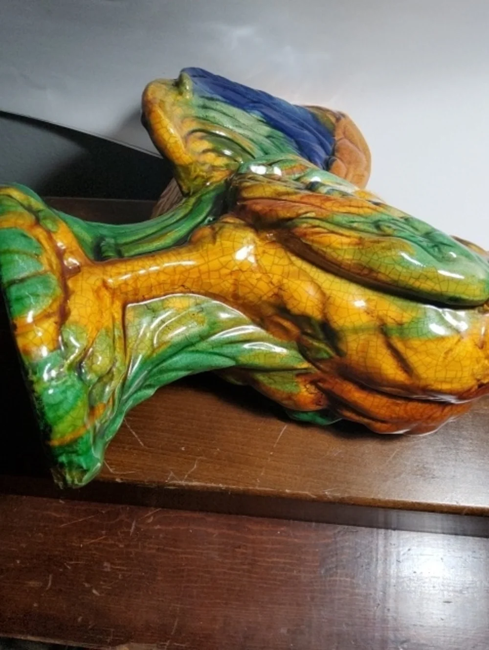 Vintage Majolica roster statue vintage majolica